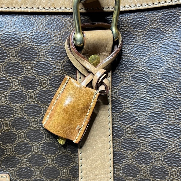 CELINE Vintage Macadam Canvas Travel Duffle Leather Trim and Clochette - Picture 11 of 16